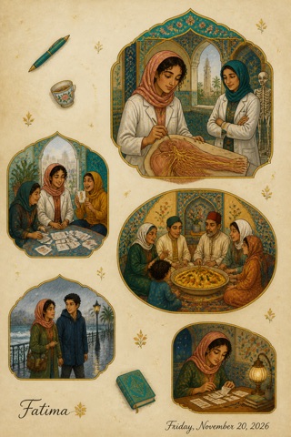 A diary page painted in Persian miniature