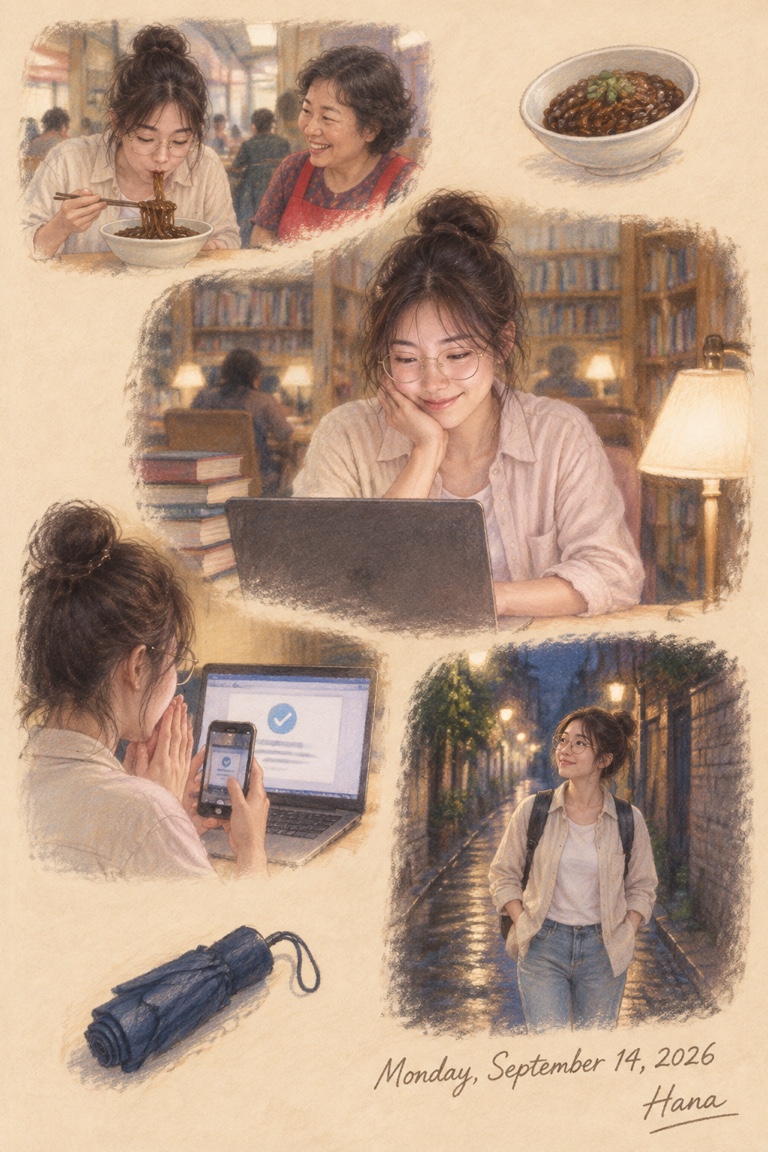 Hana's page for Monday, September 14
