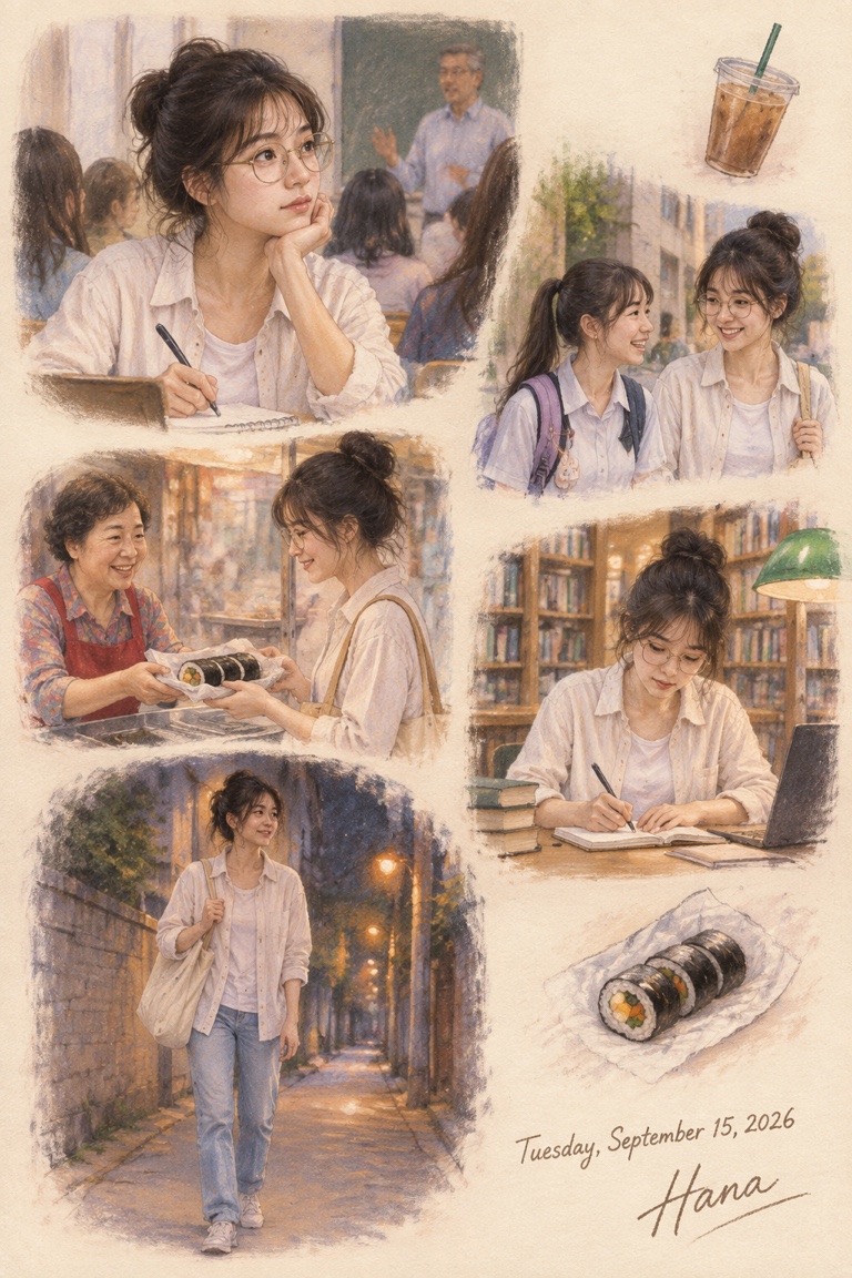 Hana's page for Tuesday, September 15
